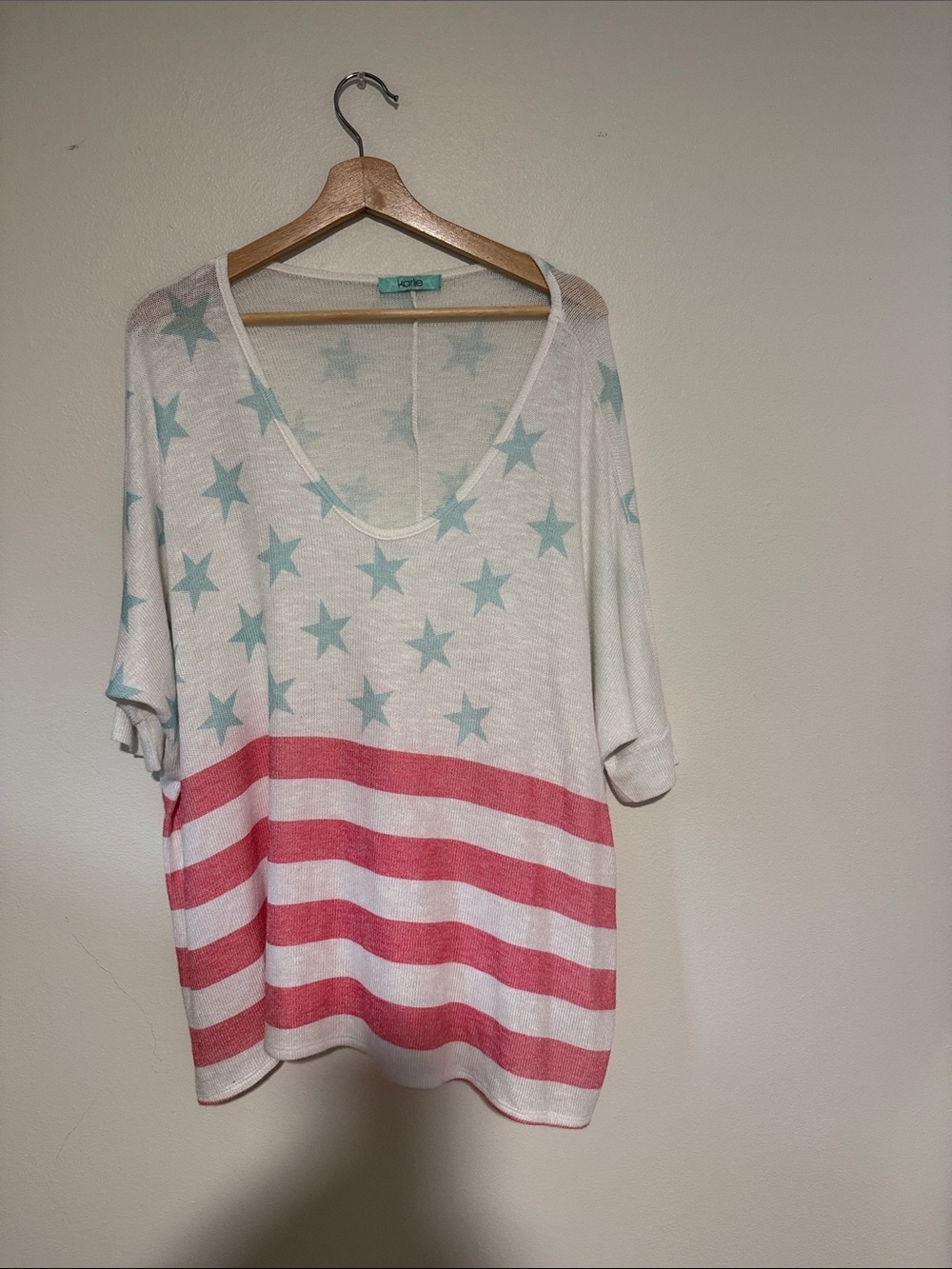Karlie White Top with Blue Stars and Pink Stripes